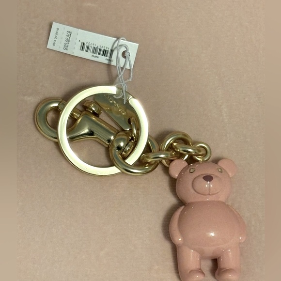 NWT Coach Teddy Bear Keychain / Charm - Pink - Picture 1 of 6